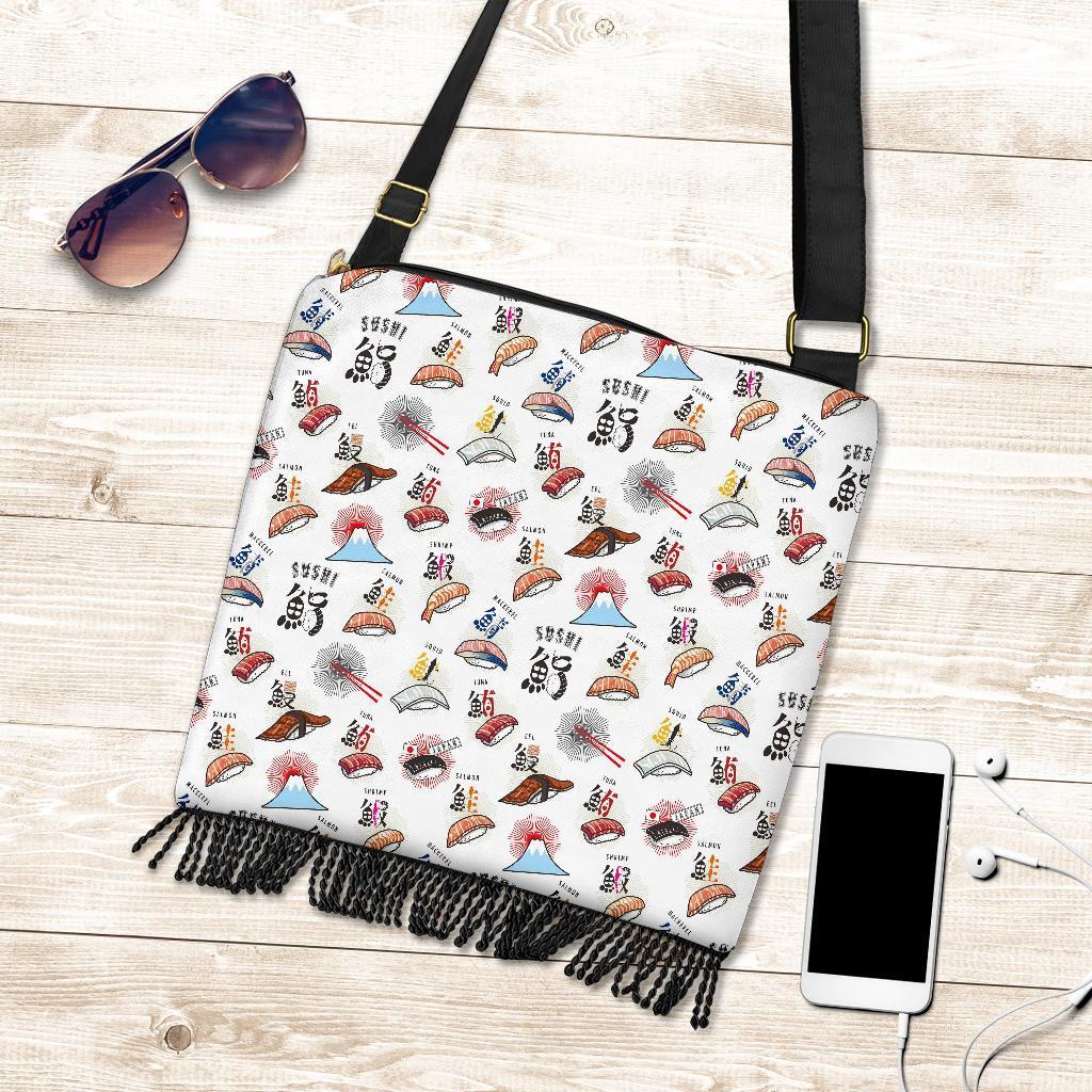 Japanese Sushi Kawaii Pattern Print Crossbody Bags-grizzshop