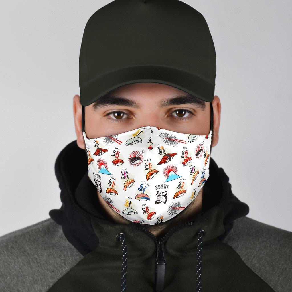 Japanese Sushi Kawaii Pattern Print Face Mask-grizzshop