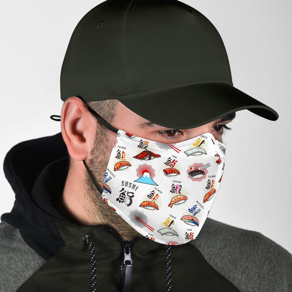 Japanese Sushi Kawaii Pattern Print Face Mask-grizzshop