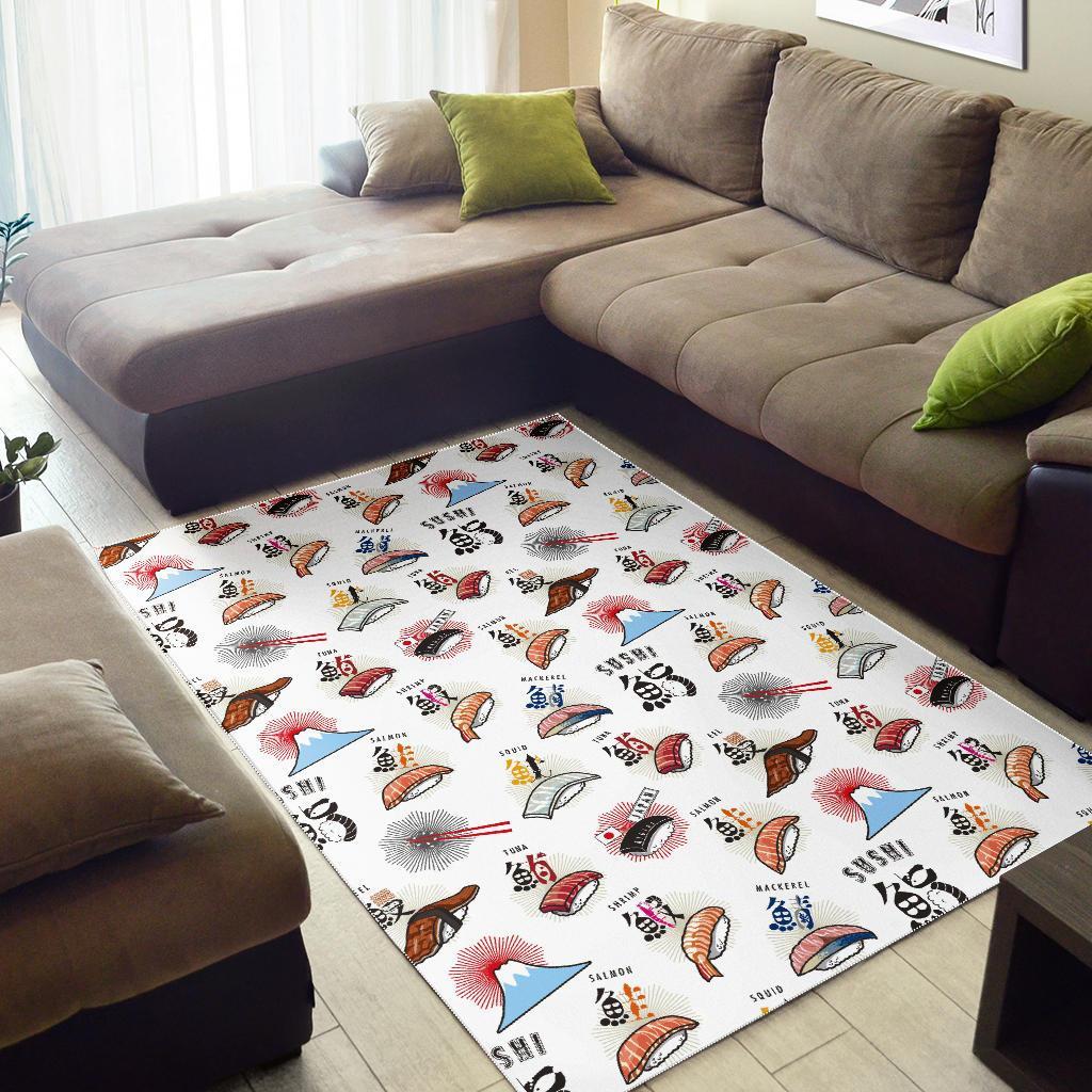 Japanese Sushi Kawaii Pattern Print Floor Mat-grizzshop