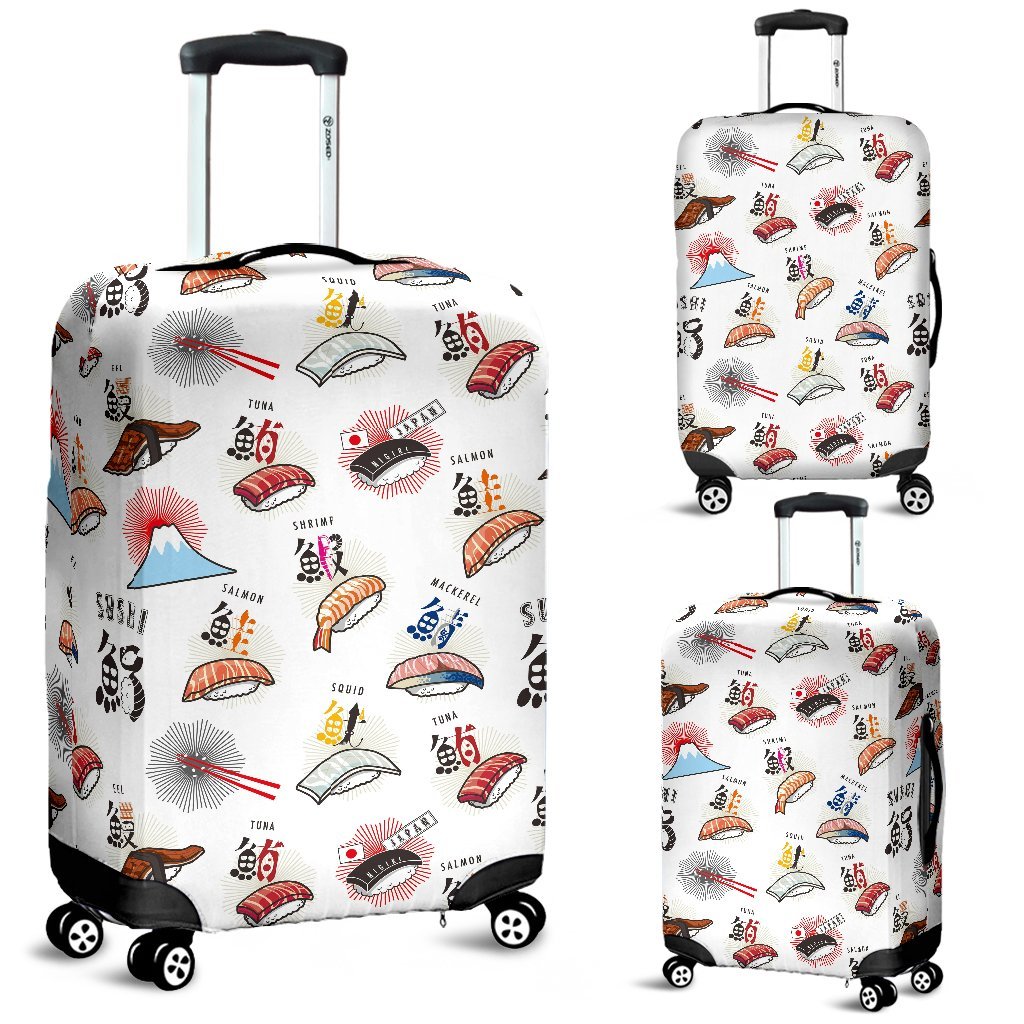 Japanese Sushi Kawaii Pattern Print Luggage Cover Protector-grizzshop