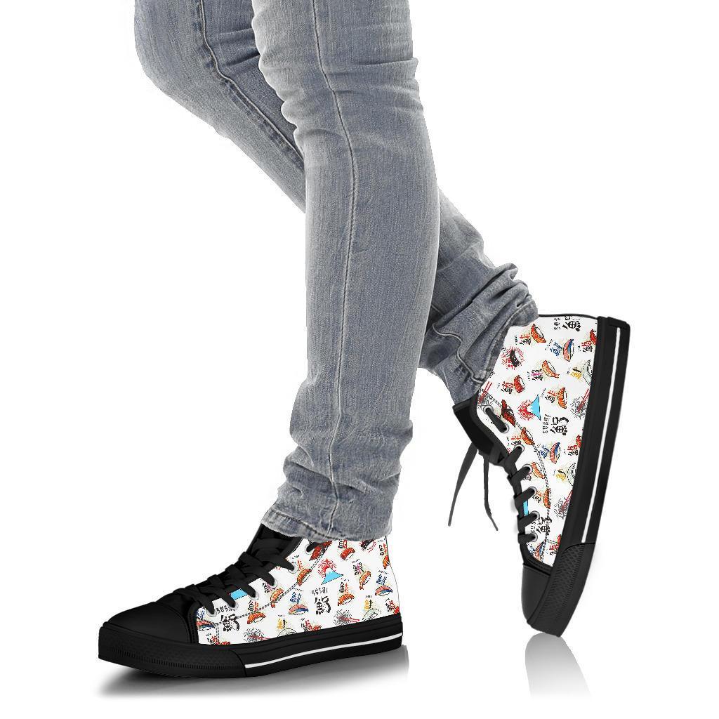 Japanese Sushi Kawaii Pattern Print Men Women's High Top Shoes-grizzshop