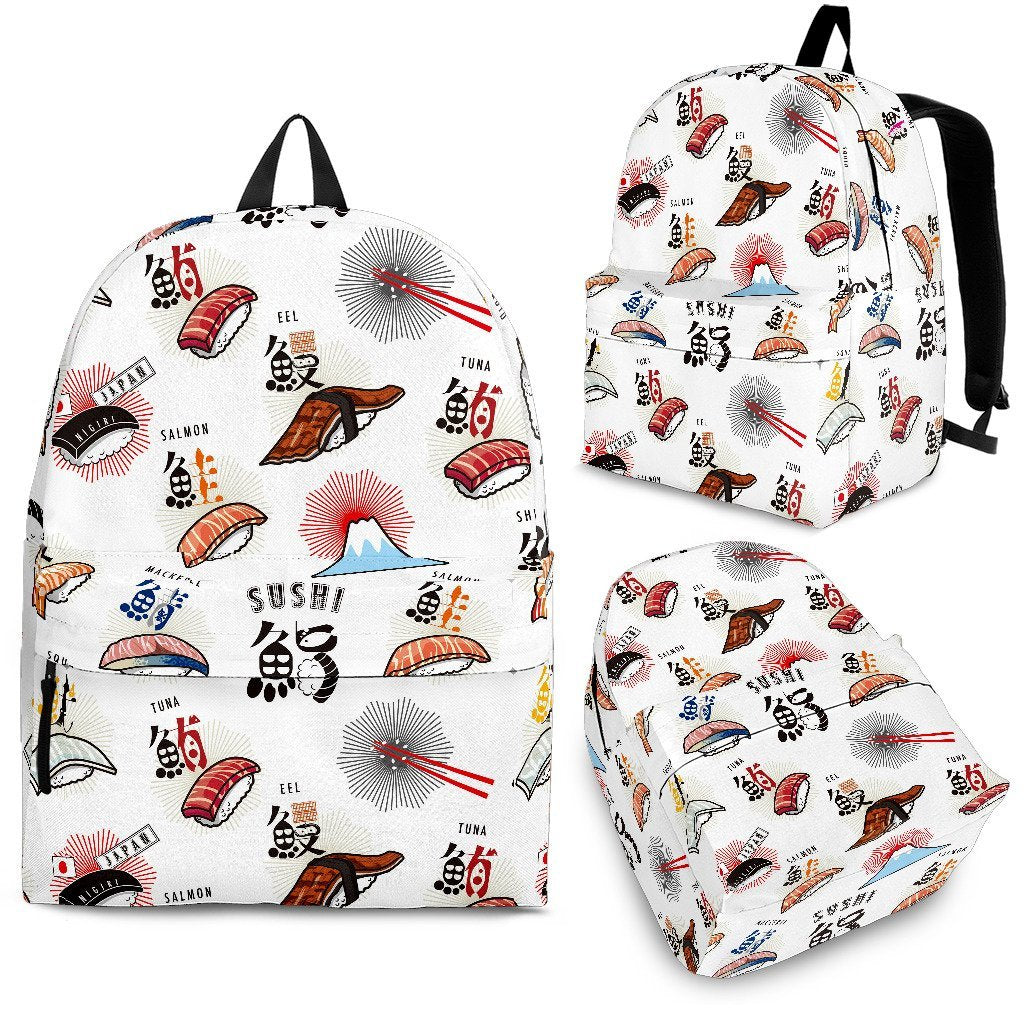 Japanese Sushi Kawaii Pattern Print Premium Backpack-grizzshop