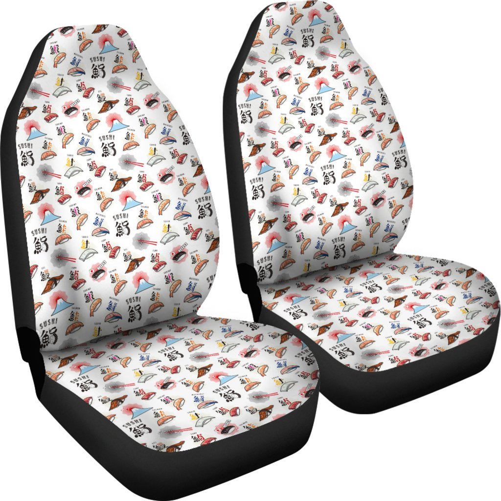 Japanese Sushi Kawaii Pattern Print Universal Fit Car Seat Cover-grizzshop