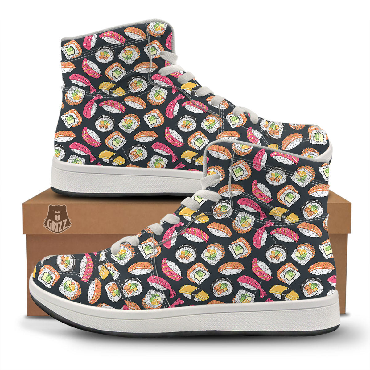 Japanese Sushi Print Pattern High Top Sneakers-grizzshop