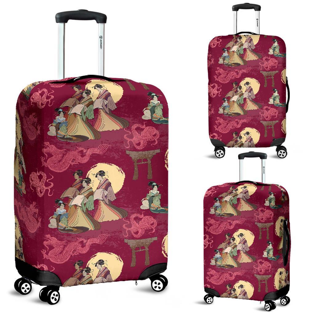 Japanese Tokyo Pattern Print Luggage Cover Protector-grizzshop