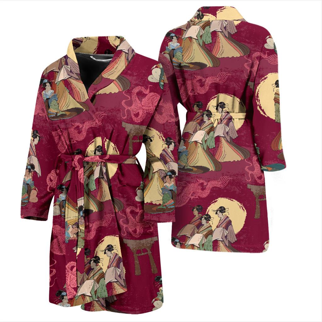 Japanese Tokyo Pattern Print Men Long Robe-grizzshop