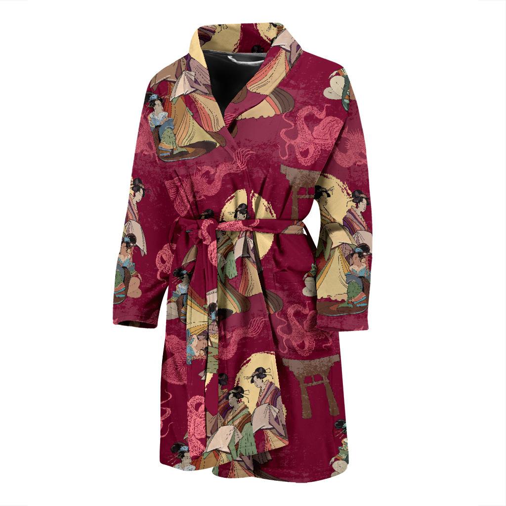 Japanese Tokyo Pattern Print Men Long Robe-grizzshop