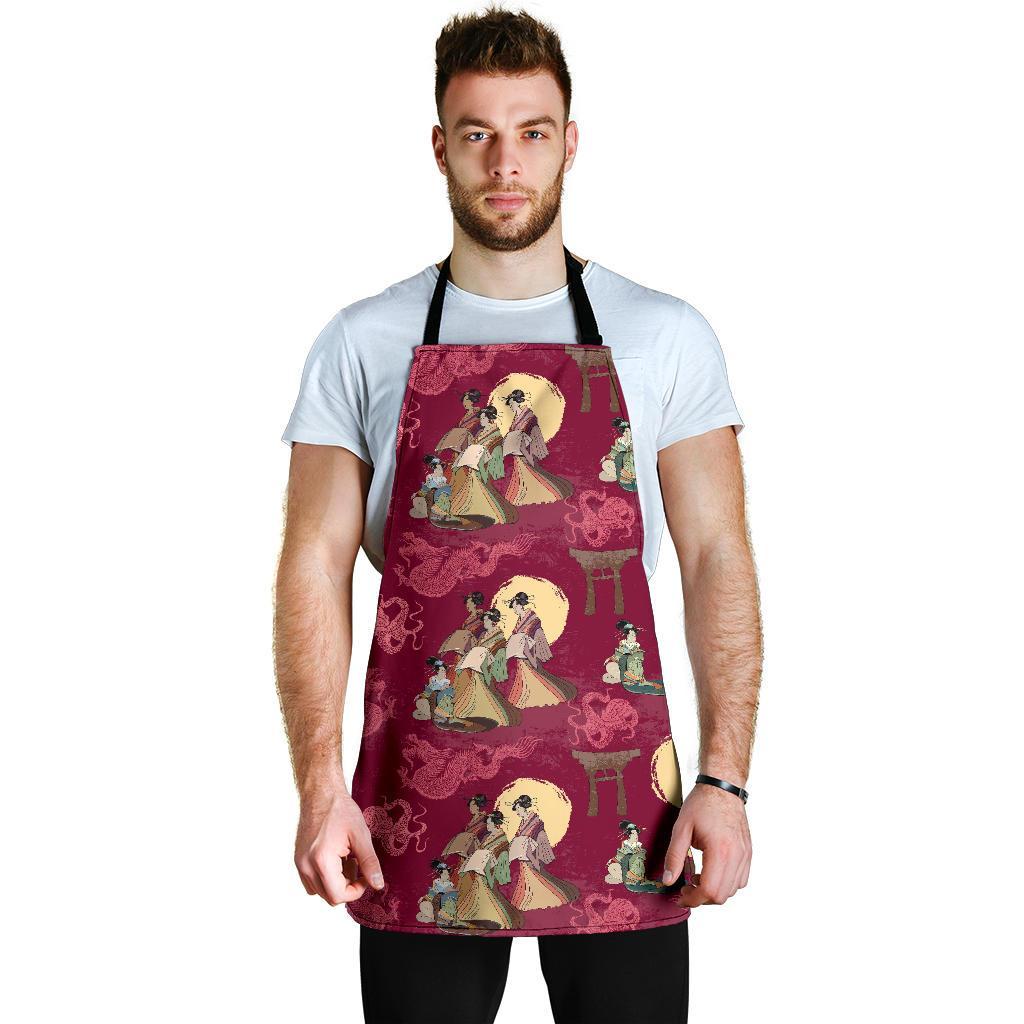 Japanese Tokyo Pattern Print Men's Apron-grizzshop