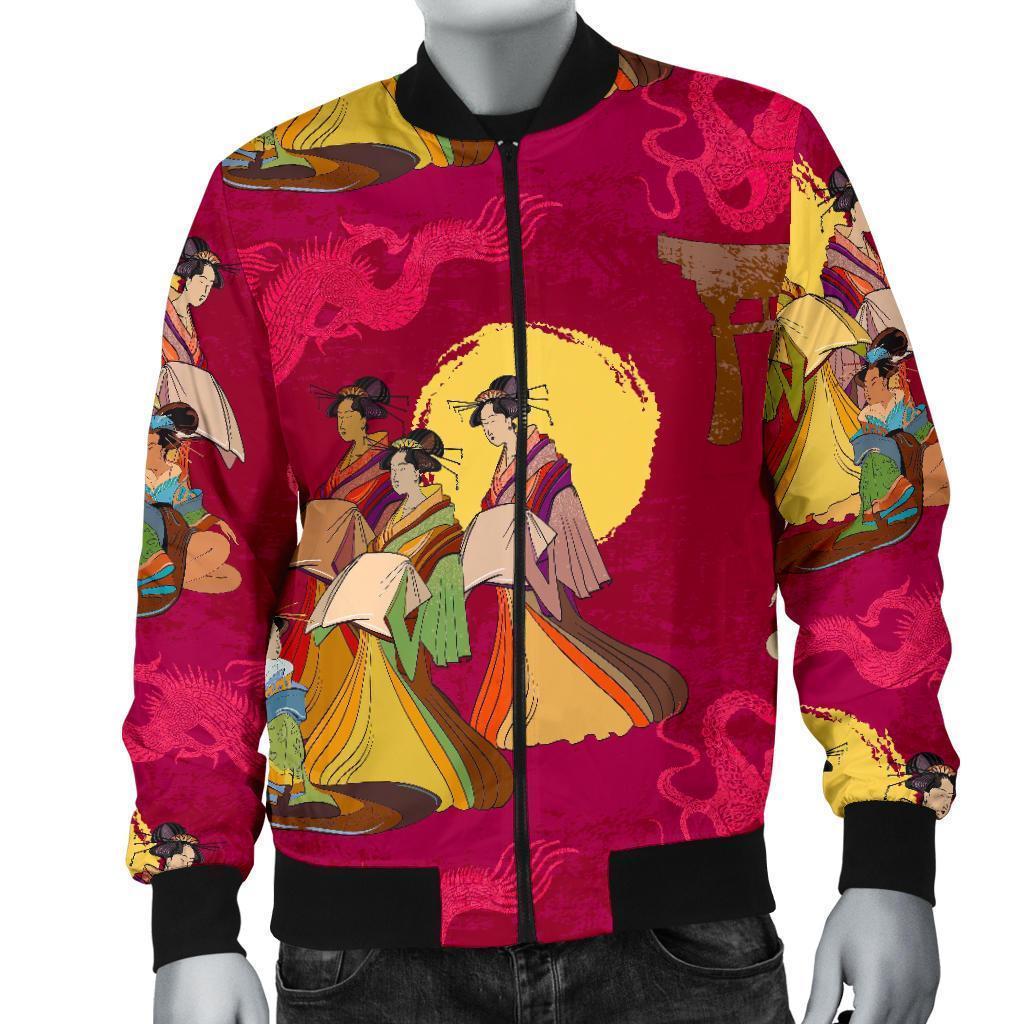 Japanese Tokyo Pattern Print Men's Bomber Jacket-grizzshop