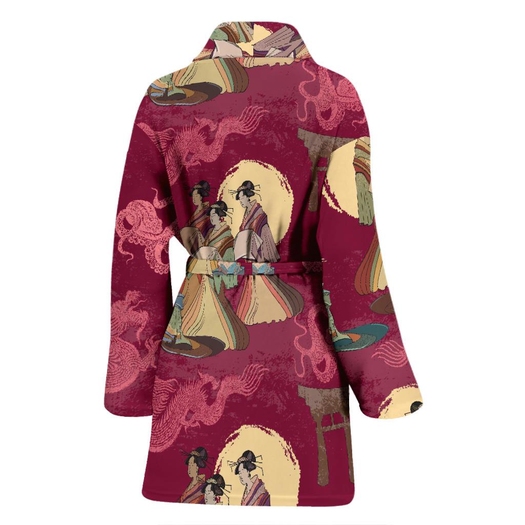 Japanese Tokyo Pattern Print Women Long Robe-grizzshop