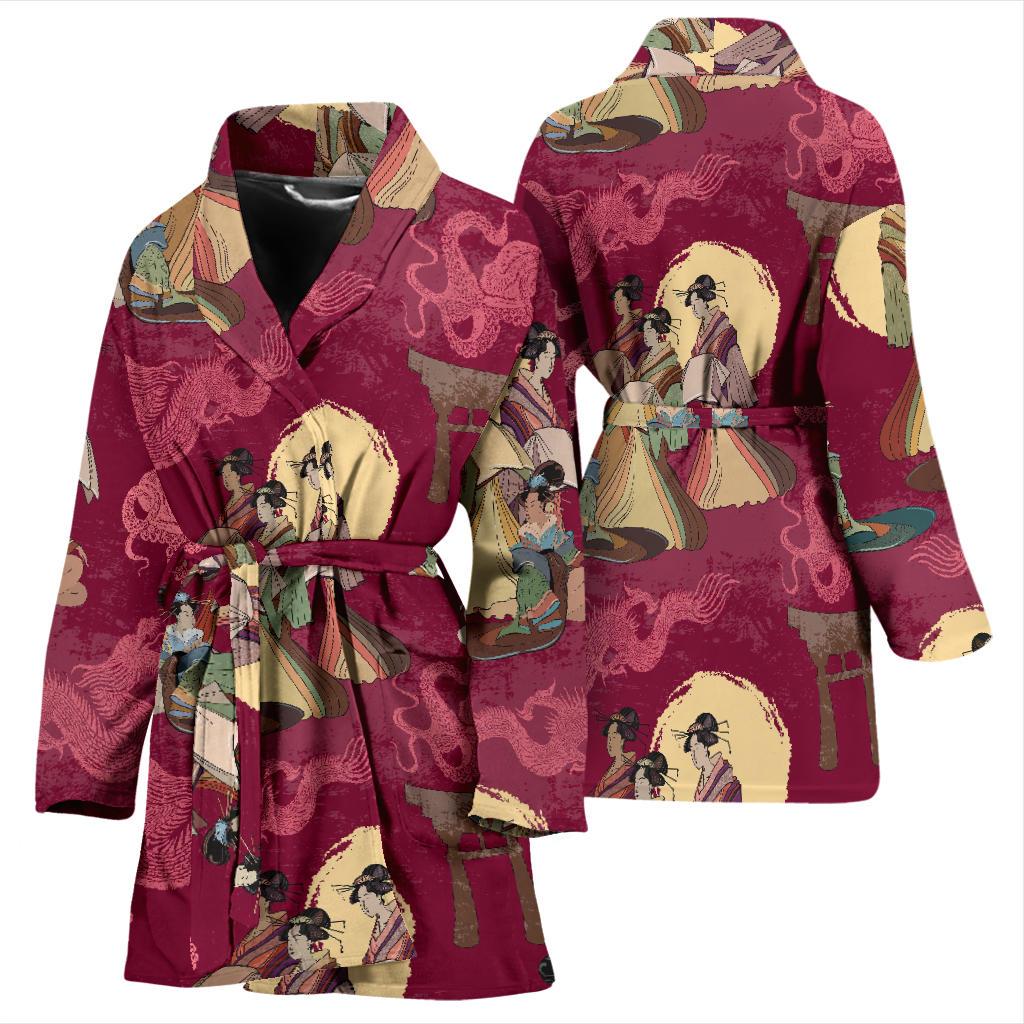 Japanese Tokyo Pattern Print Women Long Robe-grizzshop