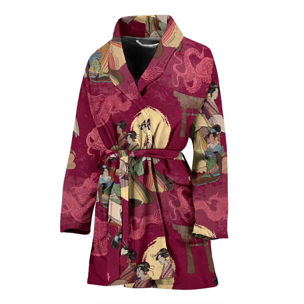 Japanese Tokyo Pattern Print Women Long Robe-grizzshop