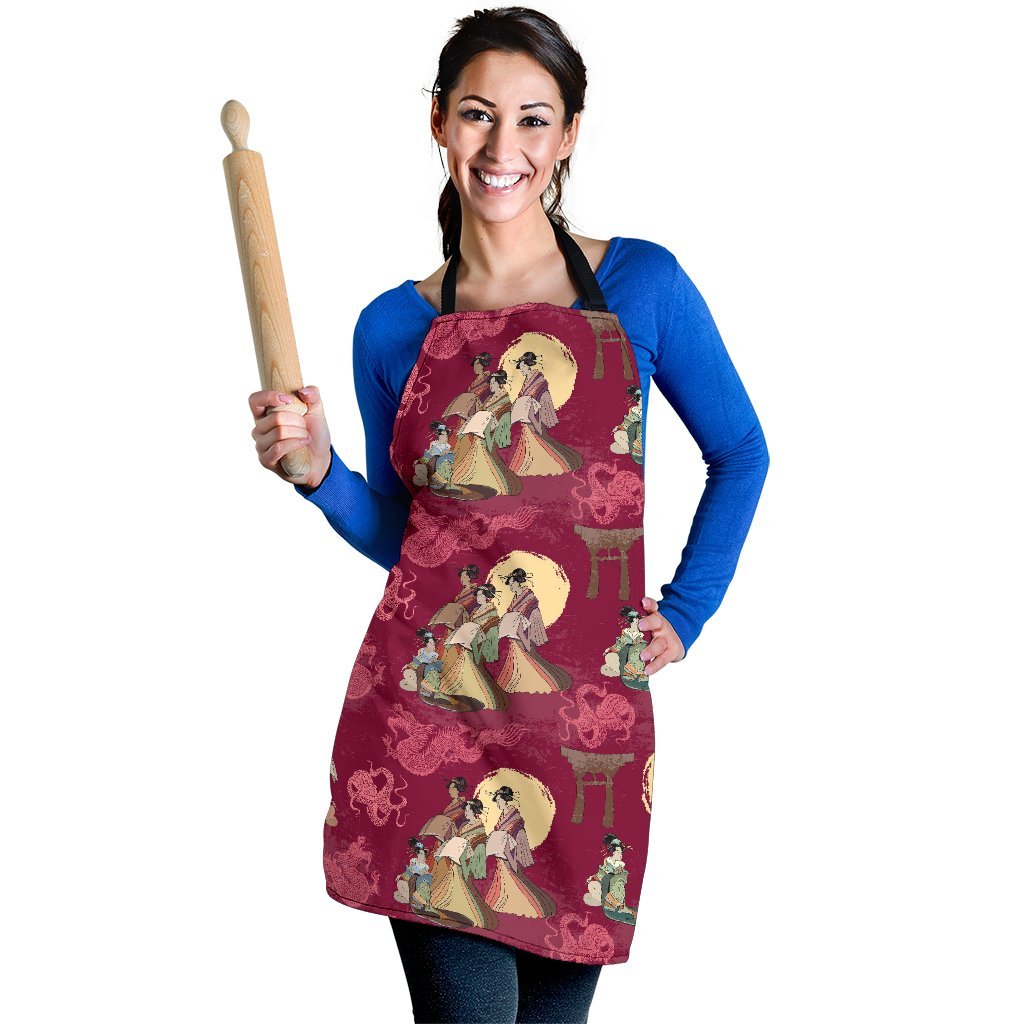 Japanese Tokyo Pattern Print Women's Apron-grizzshop