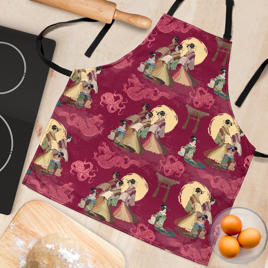 Japanese Tokyo Pattern Print Women's Apron-grizzshop