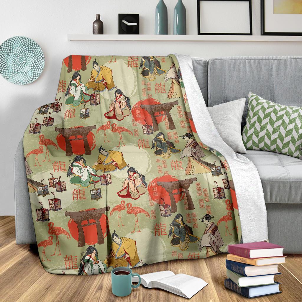 Japanese Tokyo Print Pattern Blanket-grizzshop