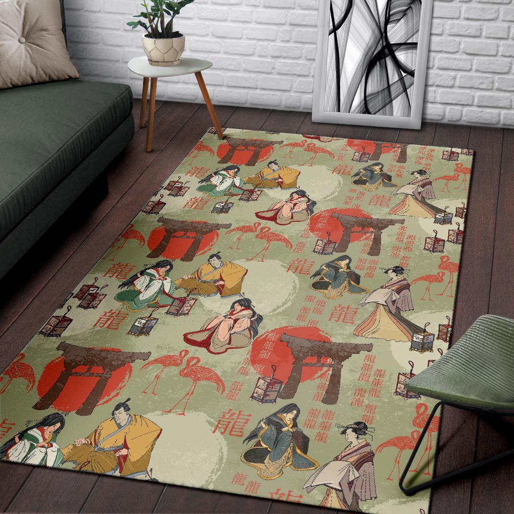 Japanese Tokyo Print Pattern Floor Mat-grizzshop