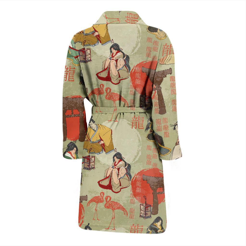 Japanese Tokyo Print Pattern Men Long Robe-grizzshop