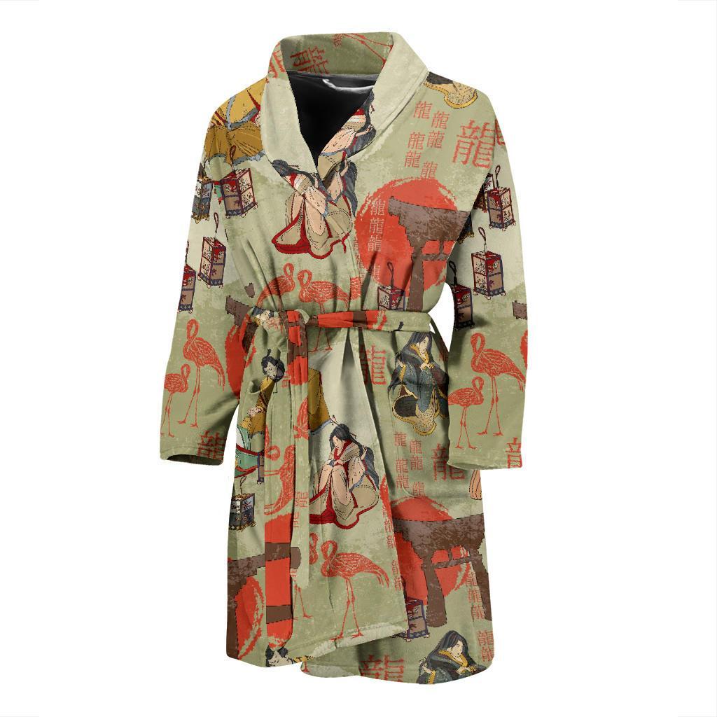 Japanese Tokyo Print Pattern Men Long Robe-grizzshop