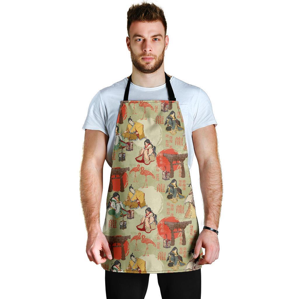 Japanese Tokyo Print Pattern Men's Apron-grizzshop