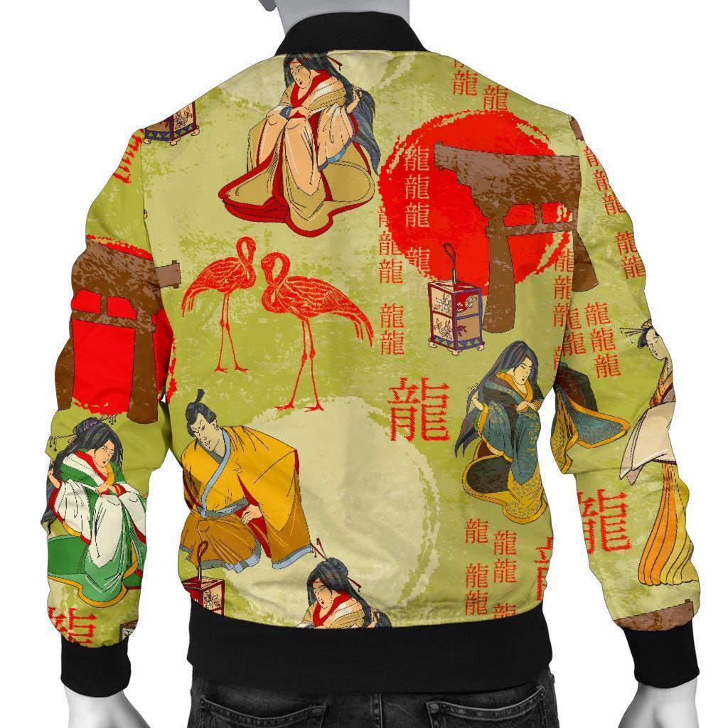 Japanese Tokyo Print Pattern Men's Bomber Jacket-grizzshop