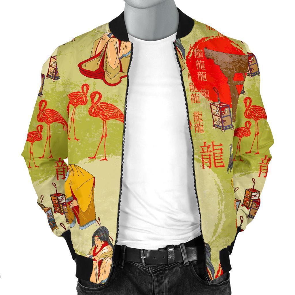 Japanese Tokyo Print Pattern Men's Bomber Jacket-grizzshop