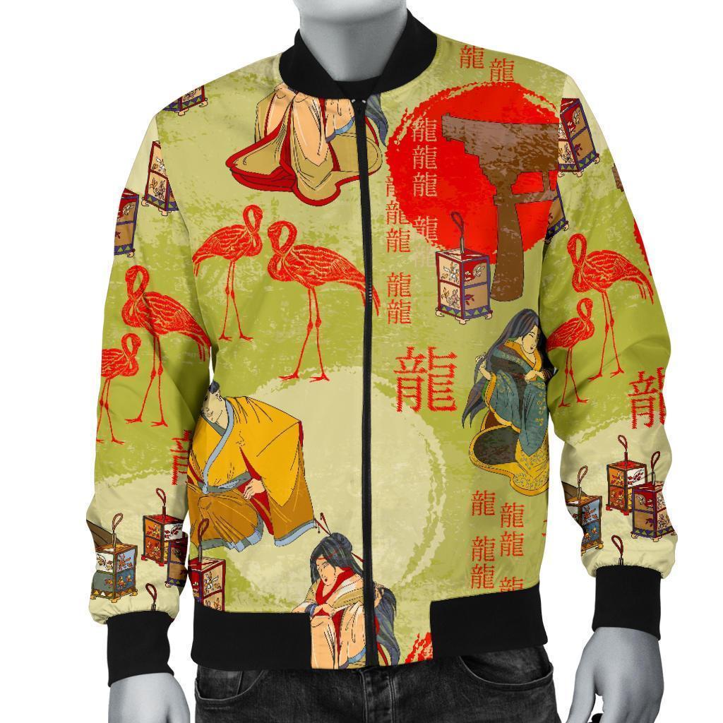 Japanese Tokyo Print Pattern Men's Bomber Jacket-grizzshop