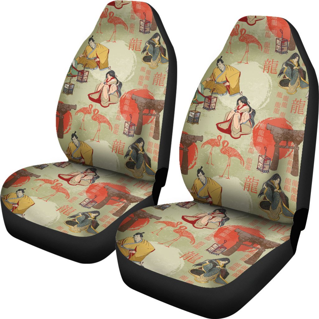 Japanese Tokyo Print Pattern Universal Fit Car Seat Covers-grizzshop