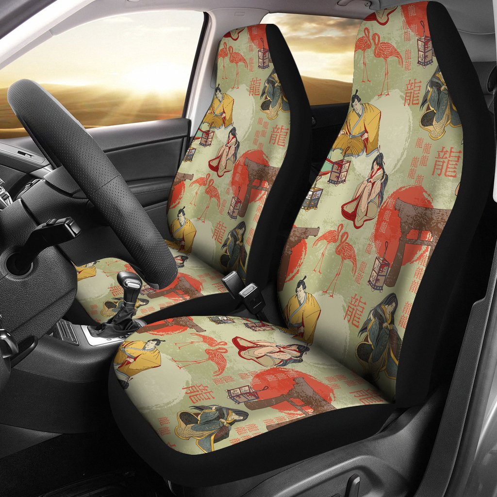 Japanese Tokyo Print Pattern Universal Fit Car Seat Covers-grizzshop