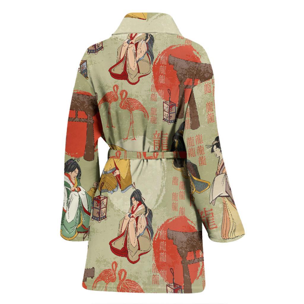 Japanese Tokyo Print Pattern Women Long Robe-grizzshop