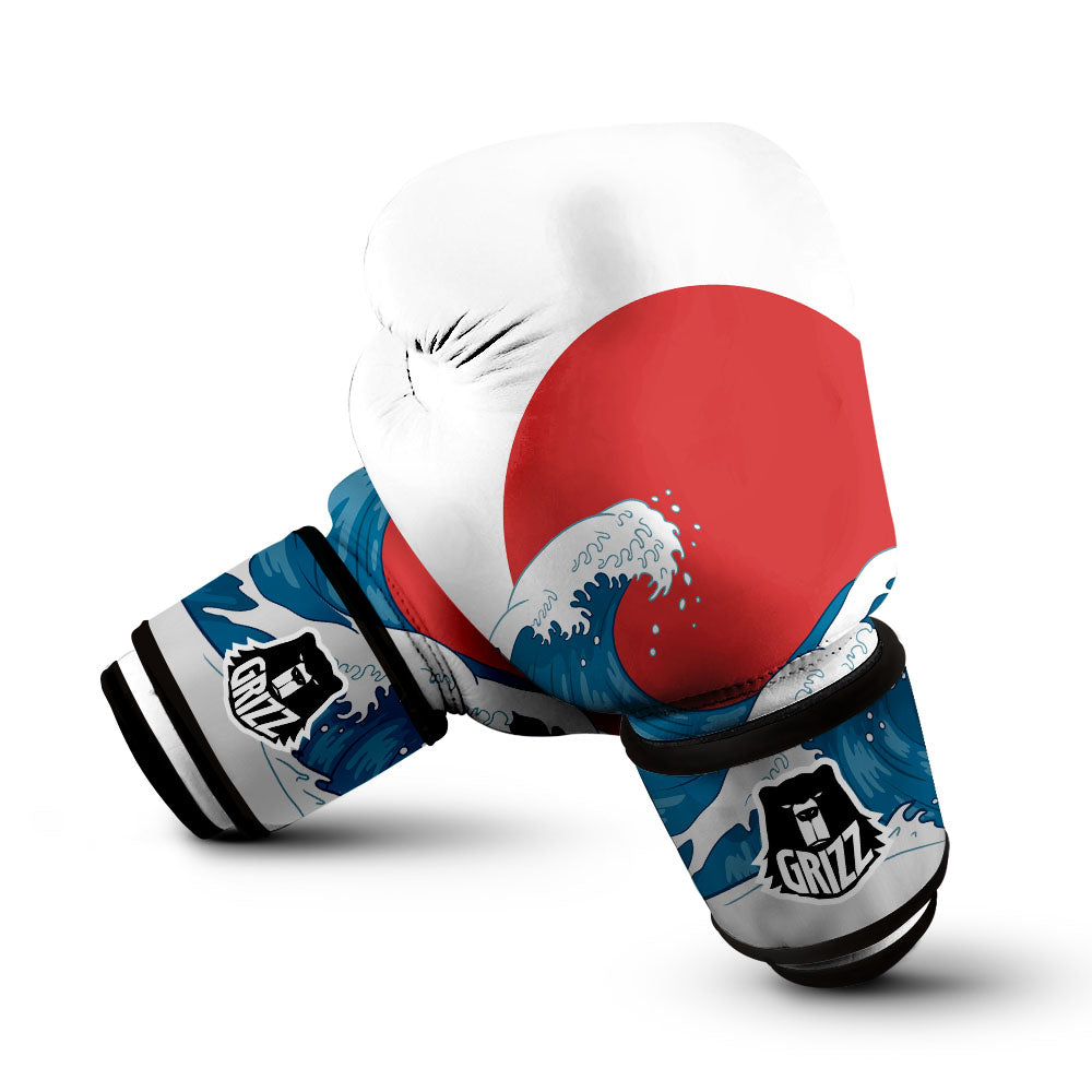 Japanese Wave And Vitage Sea Print Boxing Gloves-grizzshop