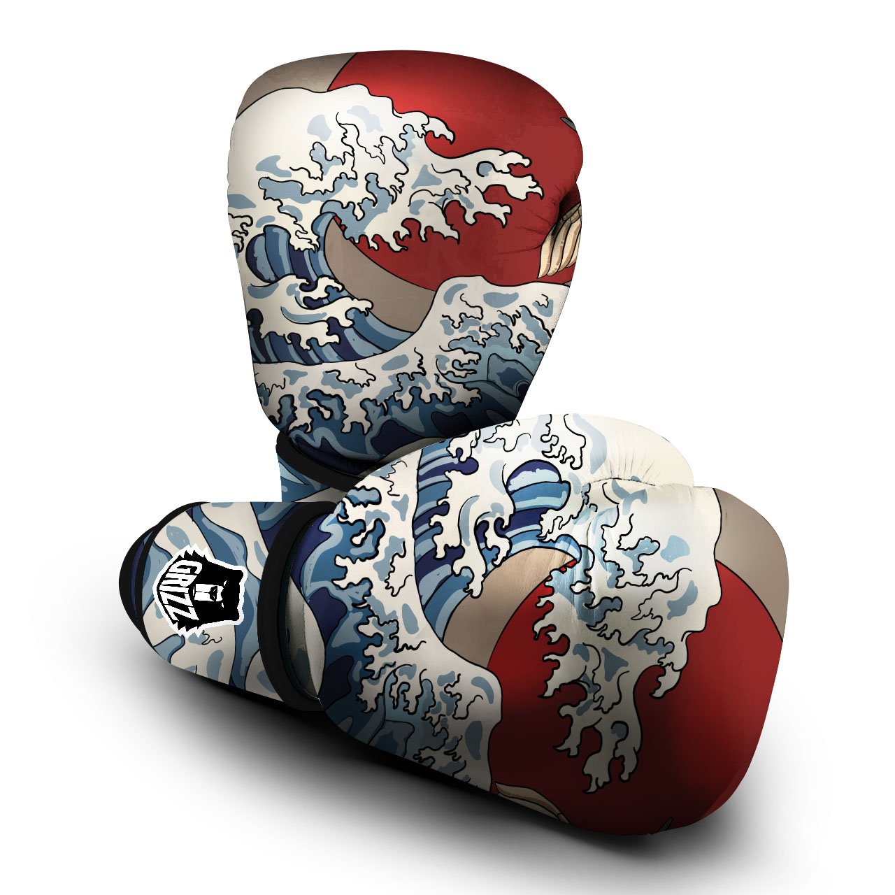 Japanese Wave Red Sun Print Boxing Gloves-grizzshop
