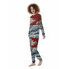 Japanese Wave Red Sun Print Women's Pajamas-grizzshop