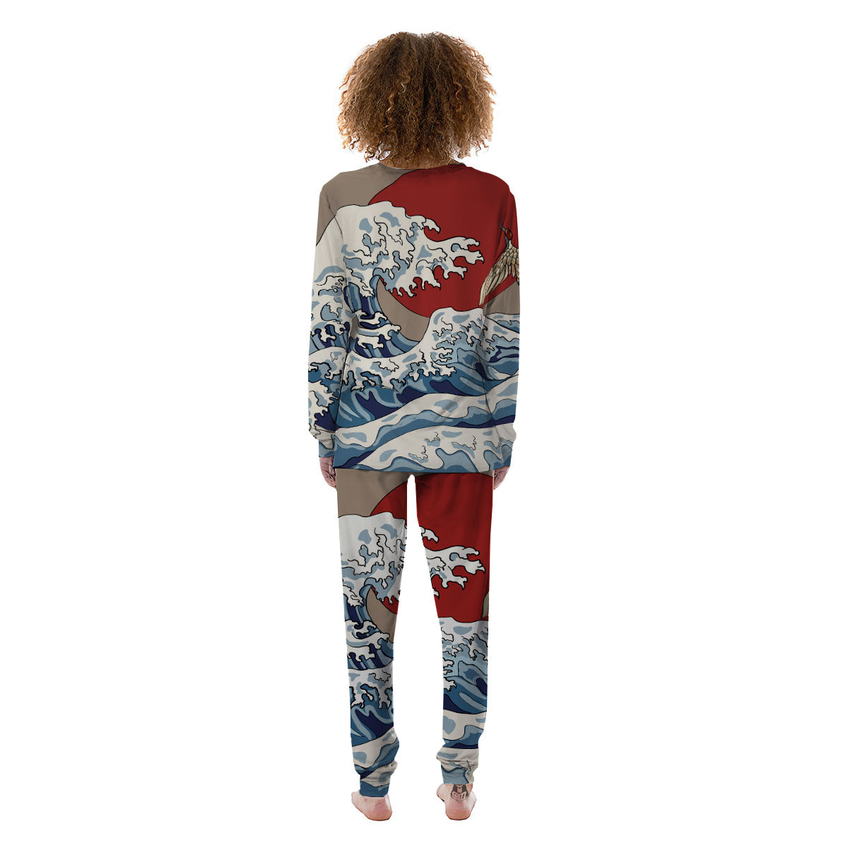 Japanese Wave Red Sun Print Women's Pajamas-grizzshop