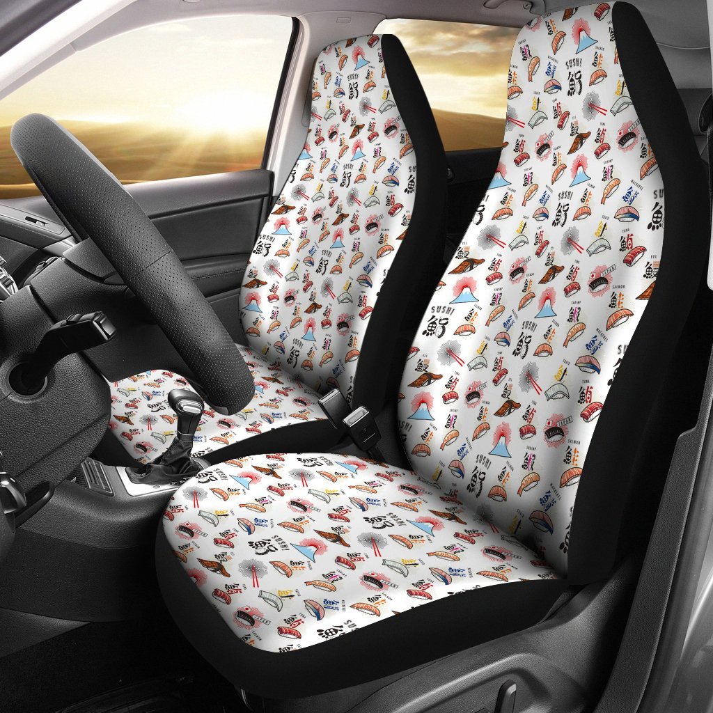 Japanese Sushi Kawaii Pattern Print Universal Fit Car Seat Cover-grizzshop