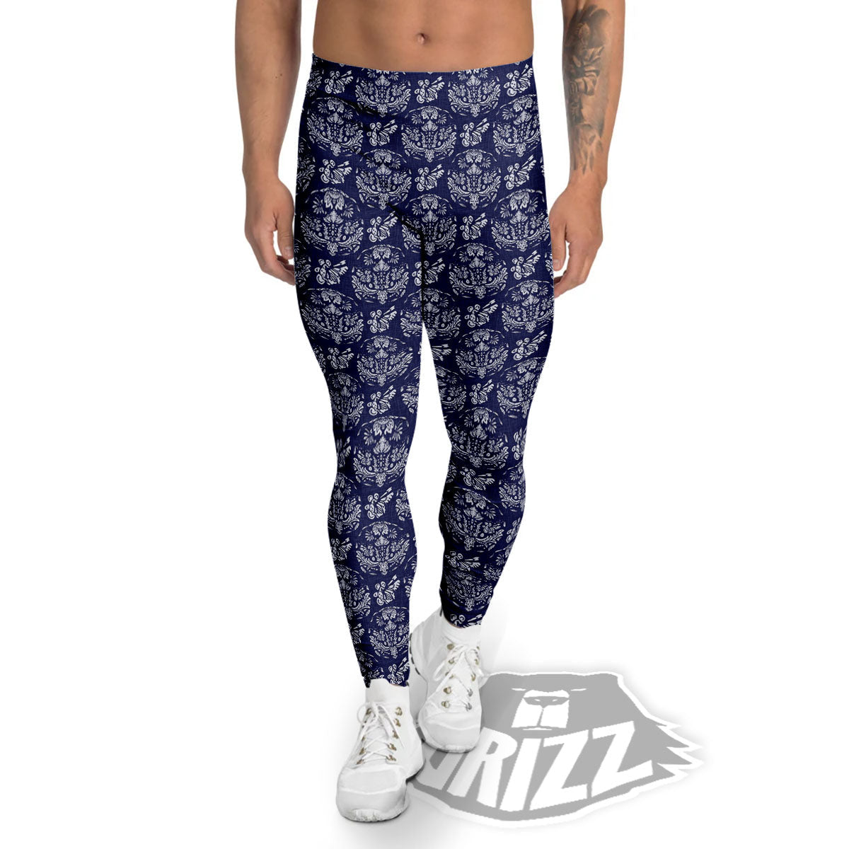 Jeans Bohemian Denim Print Pattern Men's Leggings-grizzshop