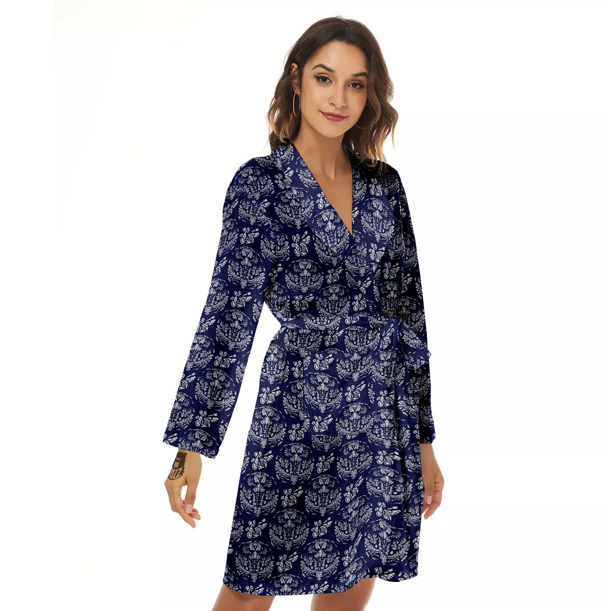 Jeans Bohemian Denim Print Pattern Women's Robe-grizzshop