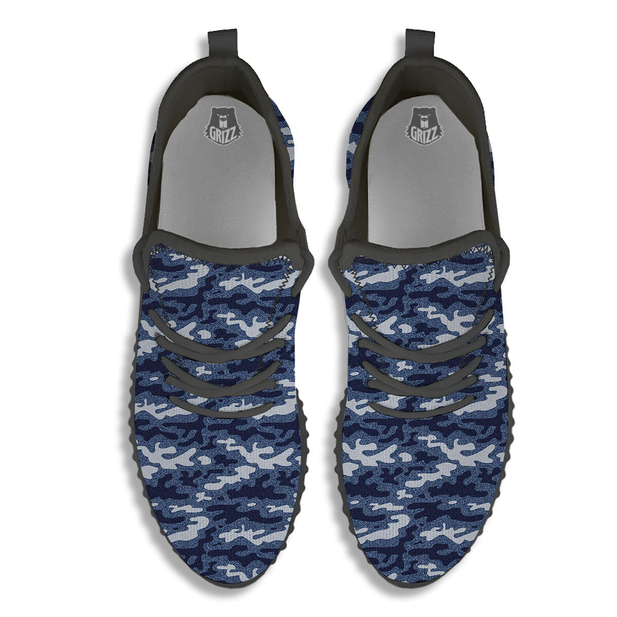Jeans Camouflage Denim Print Pattern Black Walking Shoes-grizzshop