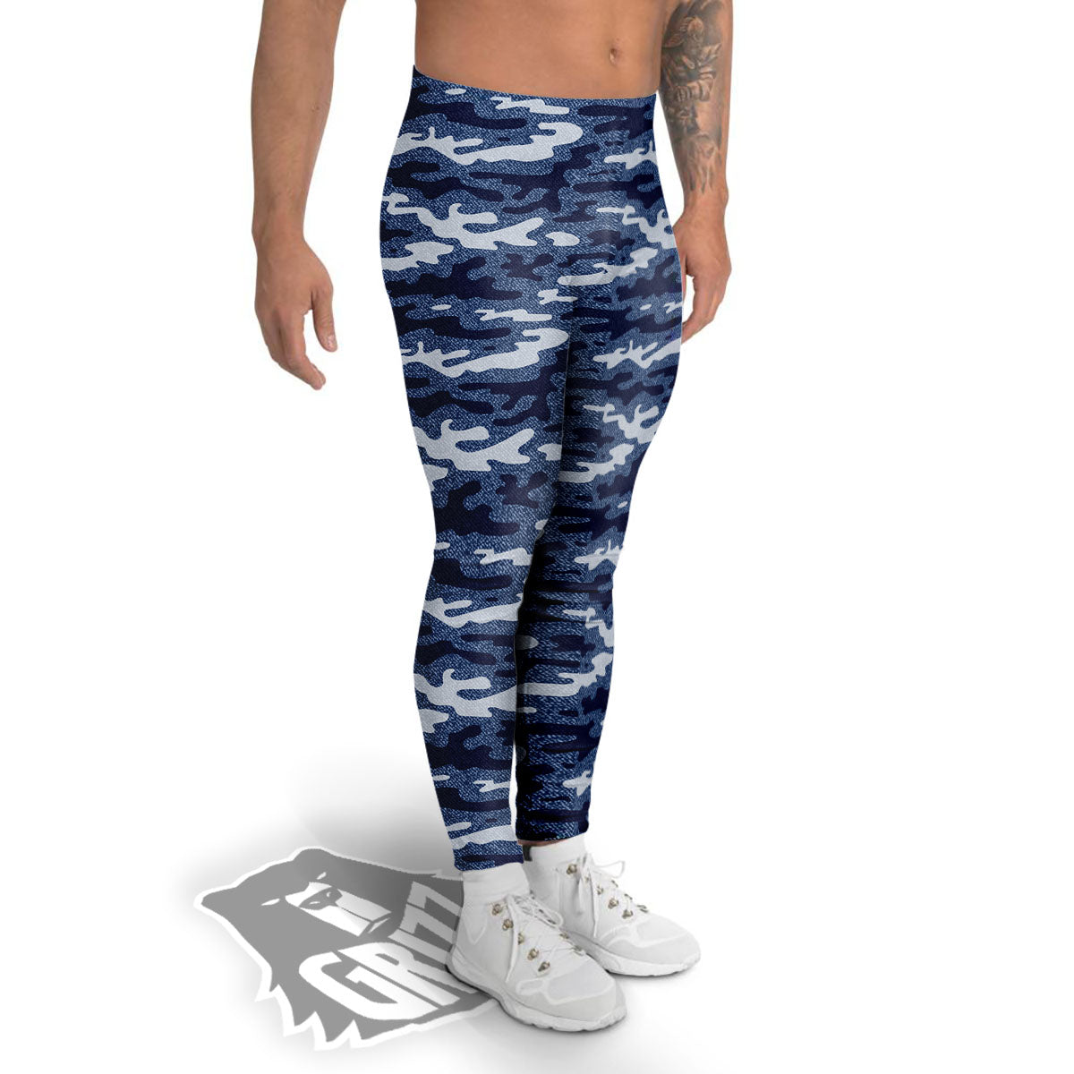 Jeans Camouflage Denim Print Pattern Men's Leggings-grizzshop