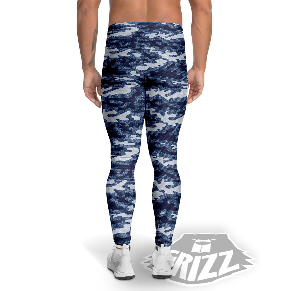 Jeans Camouflage Denim Print Pattern Men's Leggings-grizzshop