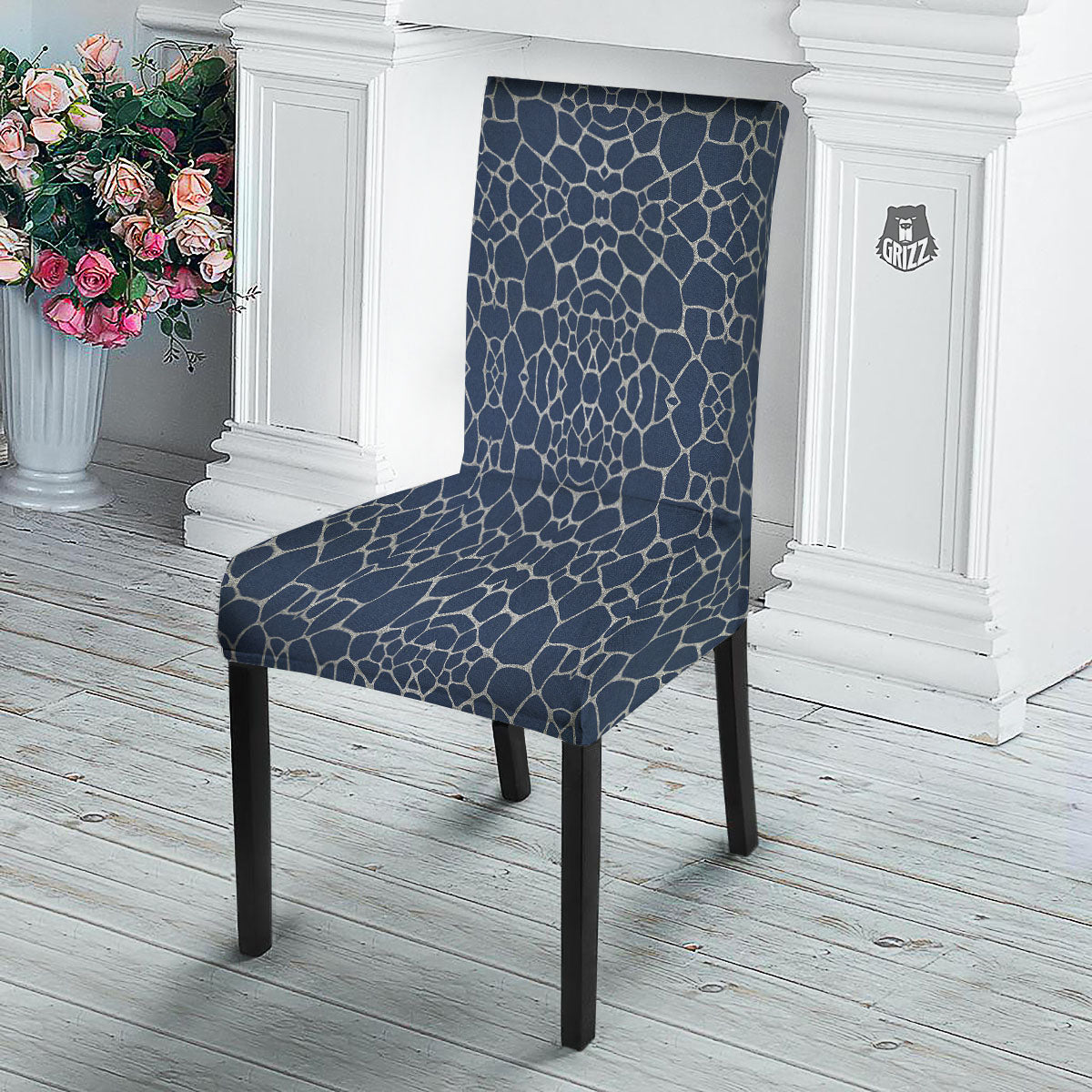 Jeans Giraffe Denim Print Pattern Dining Chair Slipcover-grizzshop