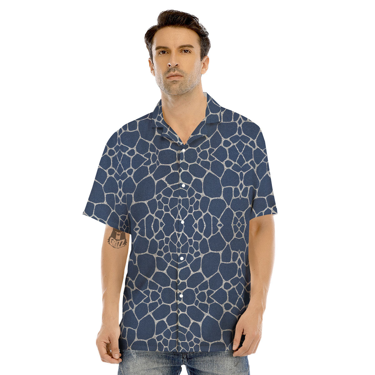 Jeans Giraffe Denim Print Pattern Men's Hawaiian Shirt-grizzshop