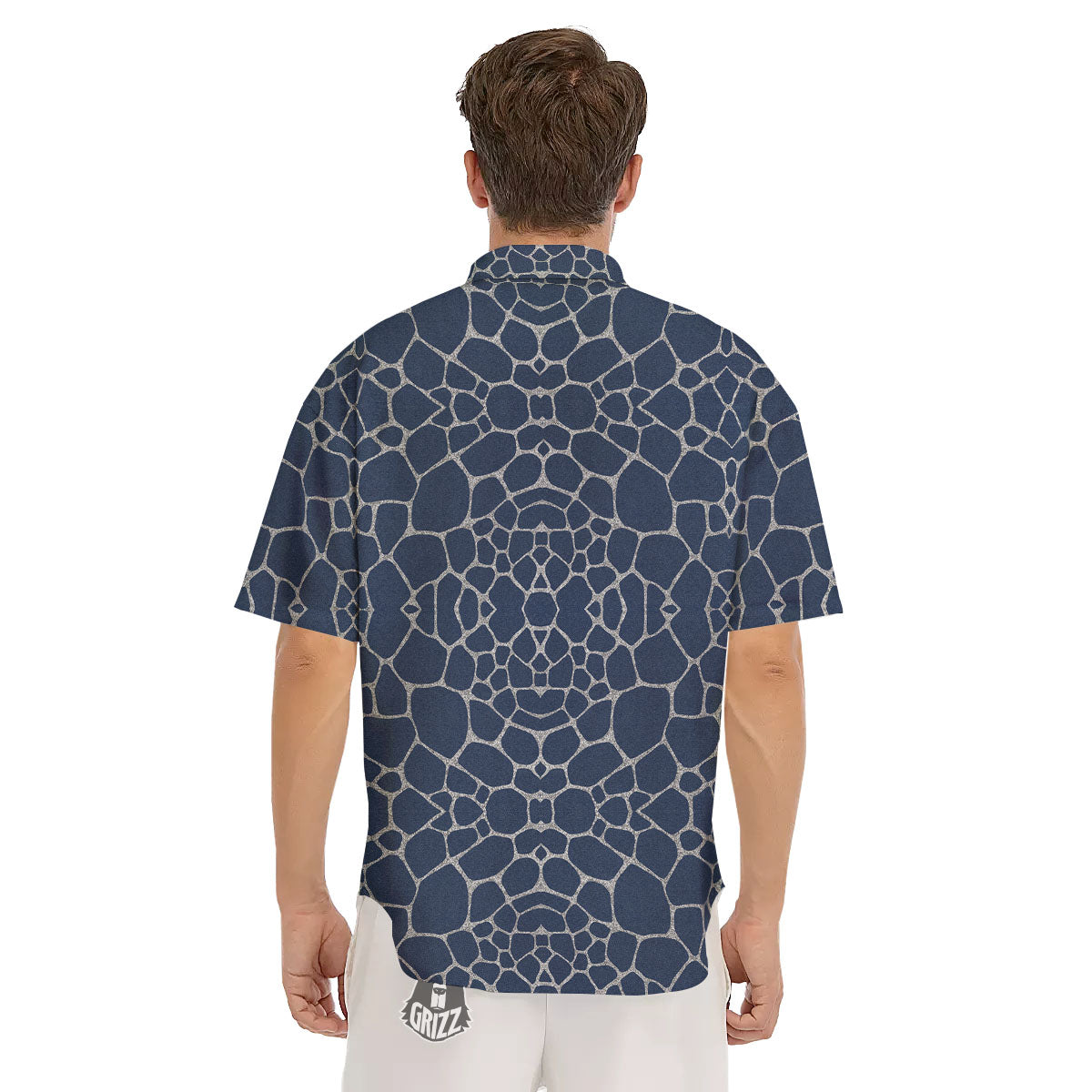 Jeans Giraffe Denim Print Pattern Men's Short Sleeve Shirts-grizzshop