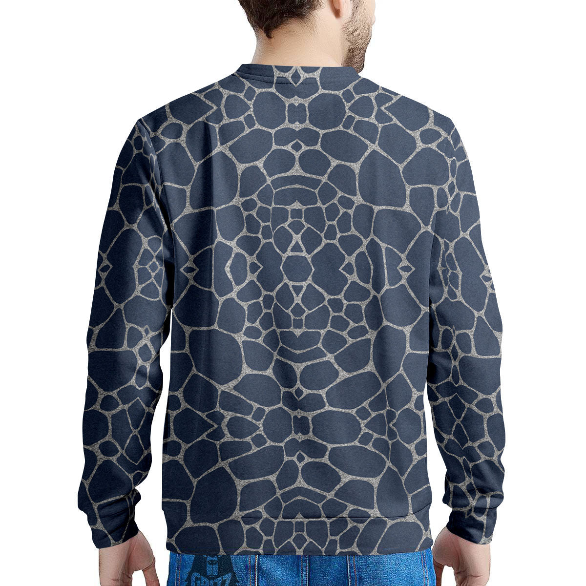Jeans Giraffe Denim Print Pattern Men's Sweatshirt-grizzshop