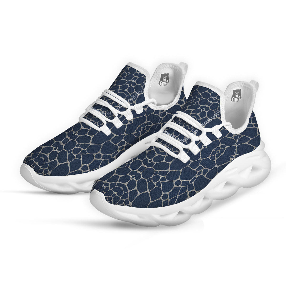 Jeans Giraffe Denim Print Pattern White Running Shoes-grizzshop