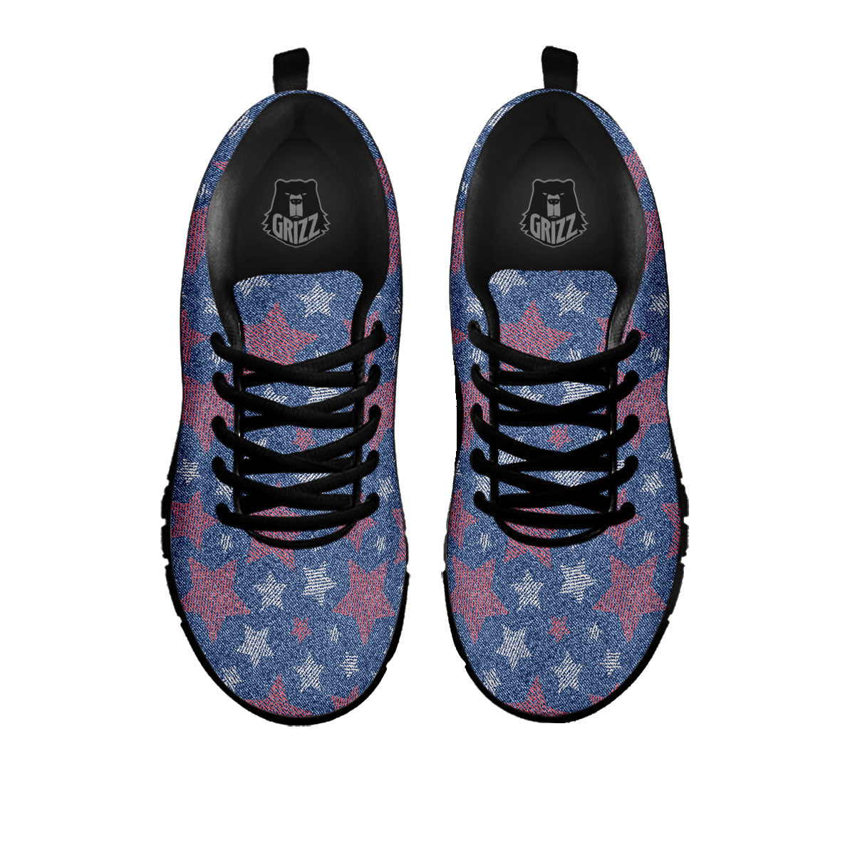 Jeans Star Denim Print Pattern Black Sneaker-grizzshop