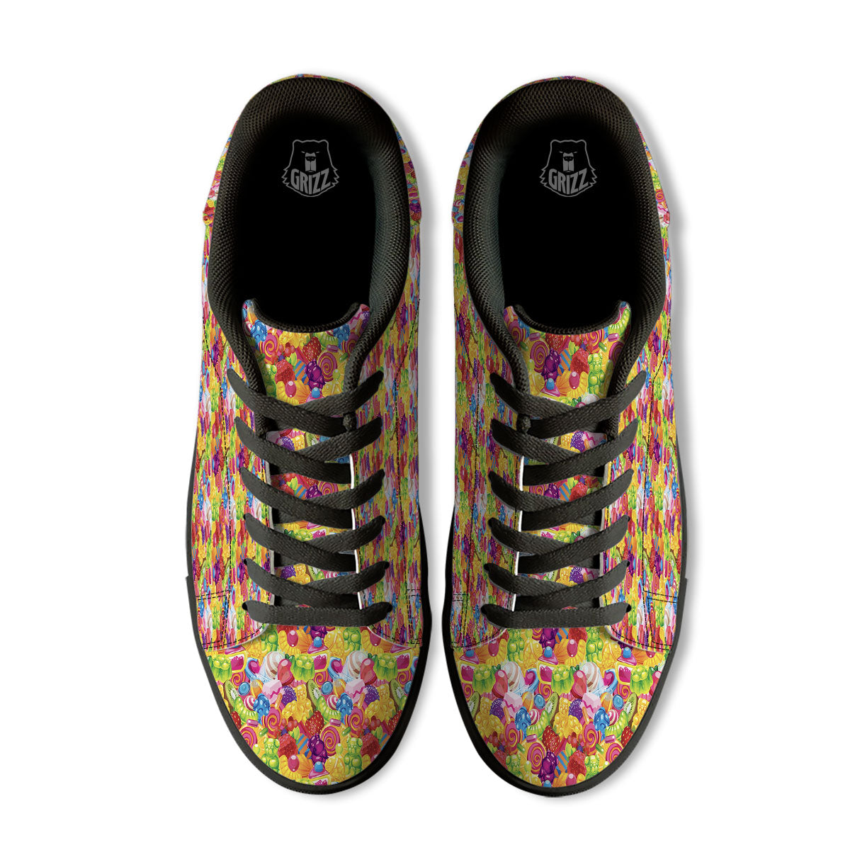Jelly And Candy Print Pattern Black Low Top Sneakers-grizzshop