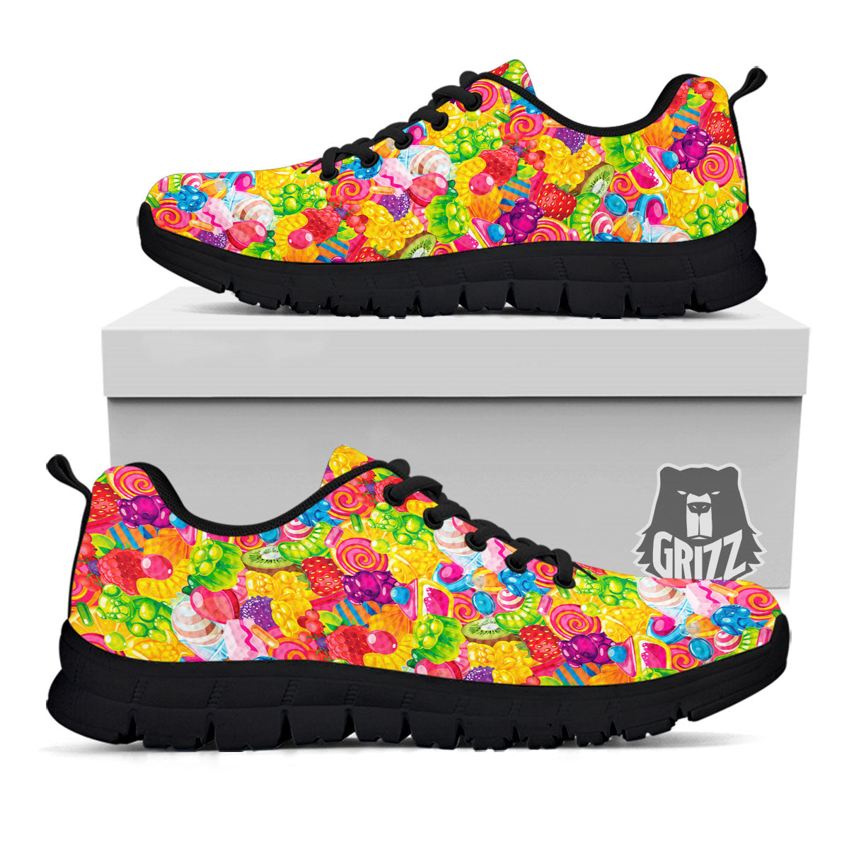 Jelly And Candy Print Pattern Black Sneaker-grizzshop
