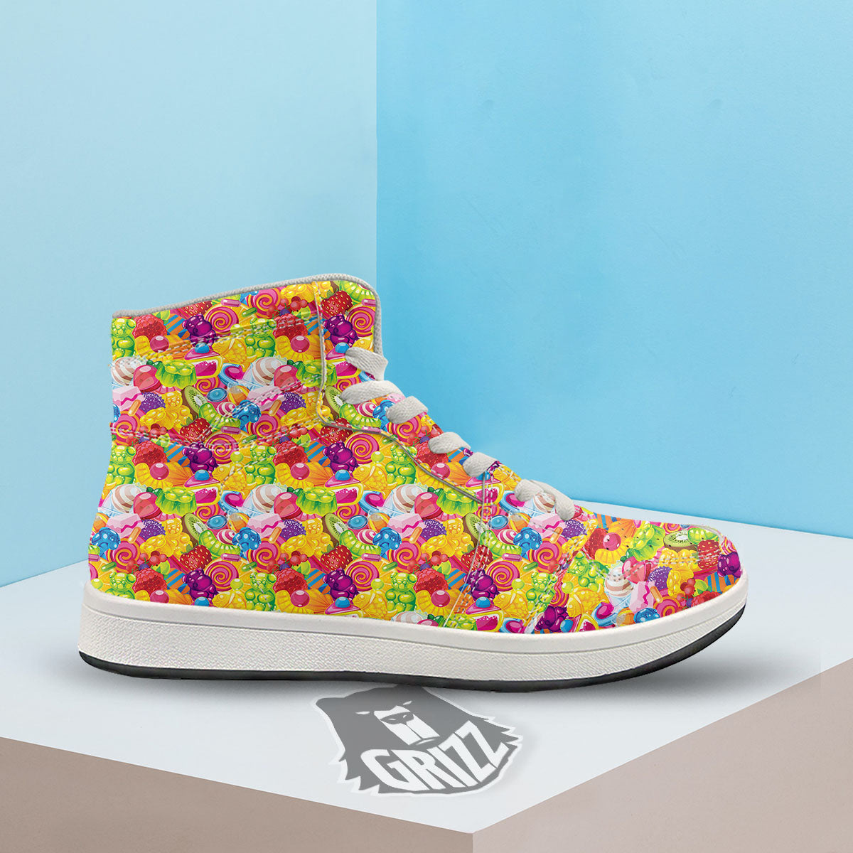 Jelly And Candy Print Pattern High Top Sneakers-grizzshop