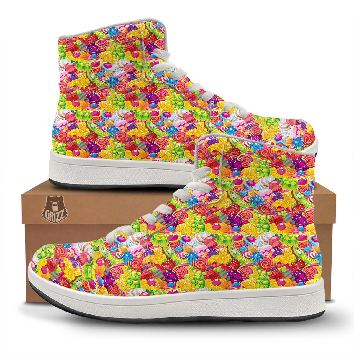 Jelly And Candy Print Pattern High Top Sneakers-grizzshop